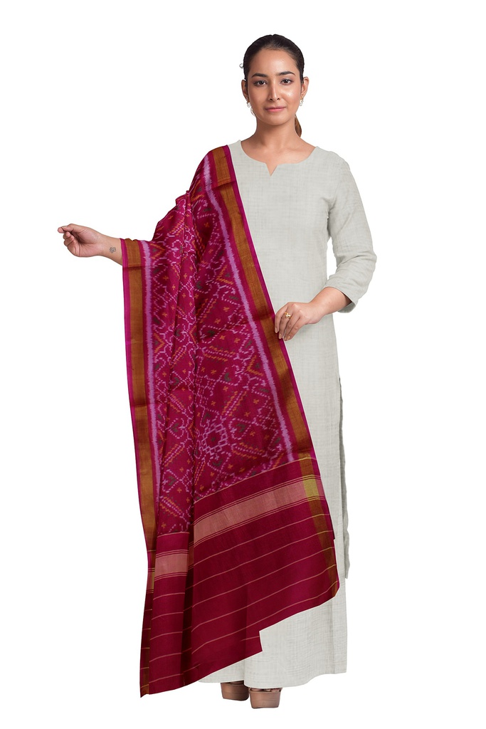 Handloom Single Ikat Patola Silk Dupatta