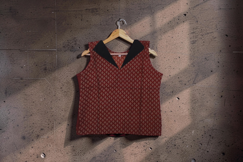 Ajrakh Hand Block Printed Cotton Crop Top