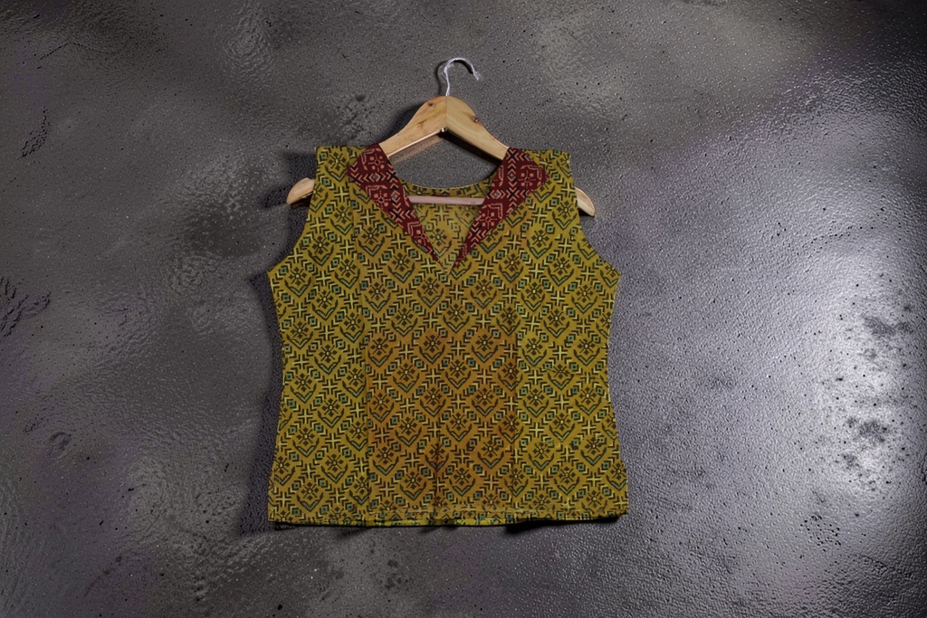 Ajrakh Hand Block Printed Cotton Crop Top
