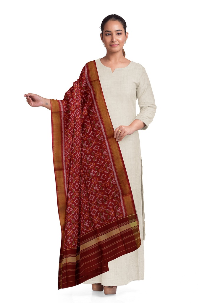 Handloom Single Ikat Patola Silk Dupatta