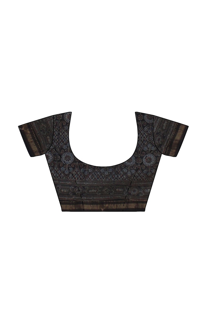 Ajrakh Hand Block Print Chanderi Silk Saree