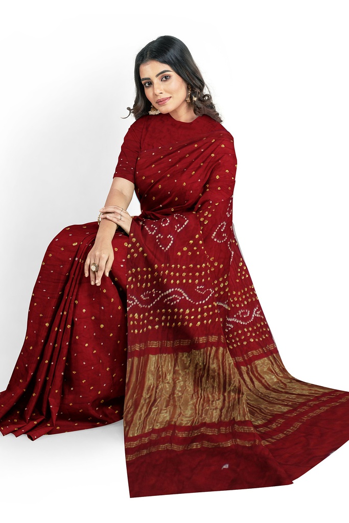 Hand Dyed Modal Silk Bandhani Saree