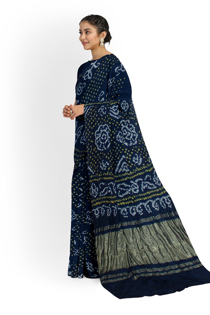 Hand Dyed Gaji Silk Bandhani Saree