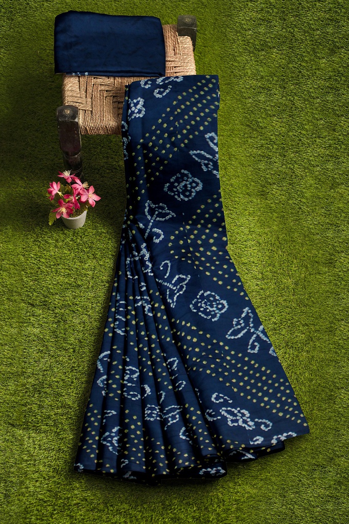Hand Dyed Gaji Silk Bandhani Saree