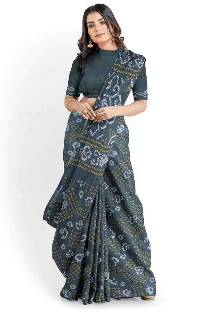 Hand Dyed Gaji Silk Bandhani Saree