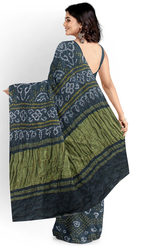 Hand Dyed Gaji Silk Bandhani Saree