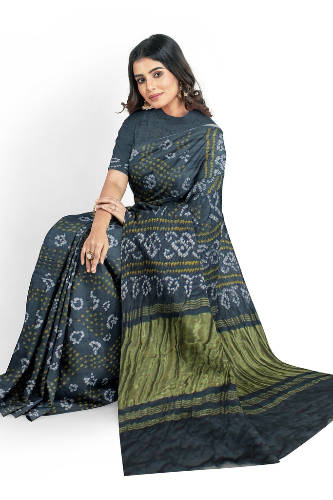 Hand Dyed Gaji Silk Bandhani Saree