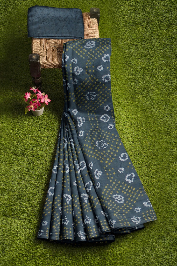 Hand Dyed Gaji Silk Bandhani Saree