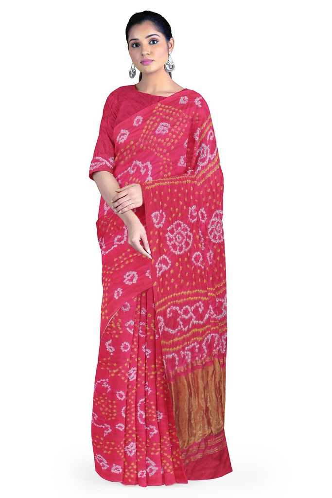 Hand Dyed Gaji Silk Bandhani Saree