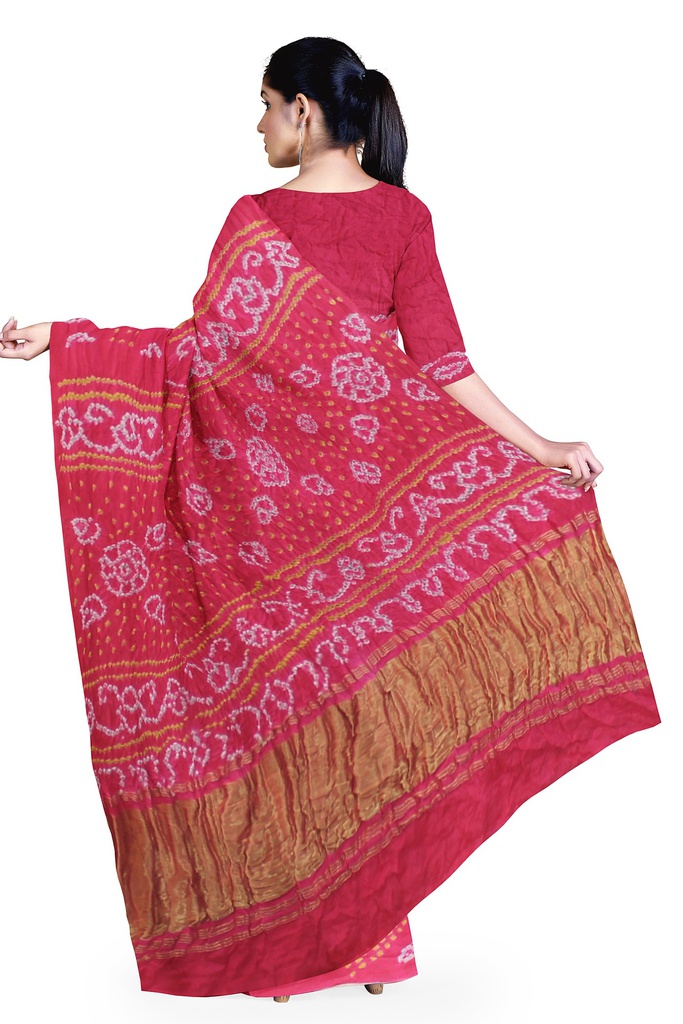 Hand Dyed Gaji Silk Bandhani Saree