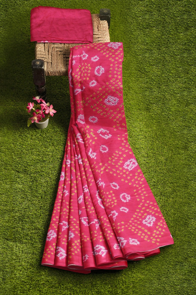 Hand Dyed Gaji Silk Bandhani Saree