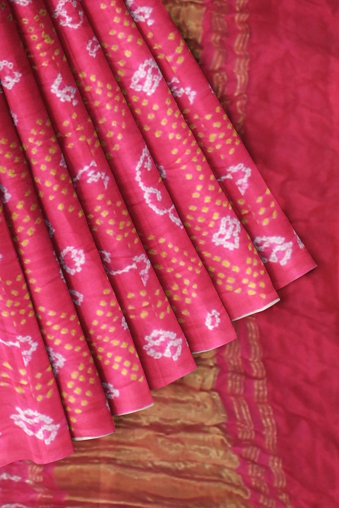 Hand Dyed Gaji Silk Bandhani Saree