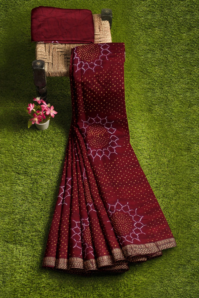 Hand Dyed Gaji Silk Bandhani Saree