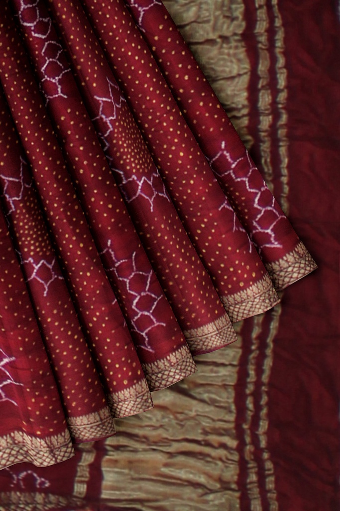 Hand Dyed Gaji Silk Bandhani Saree