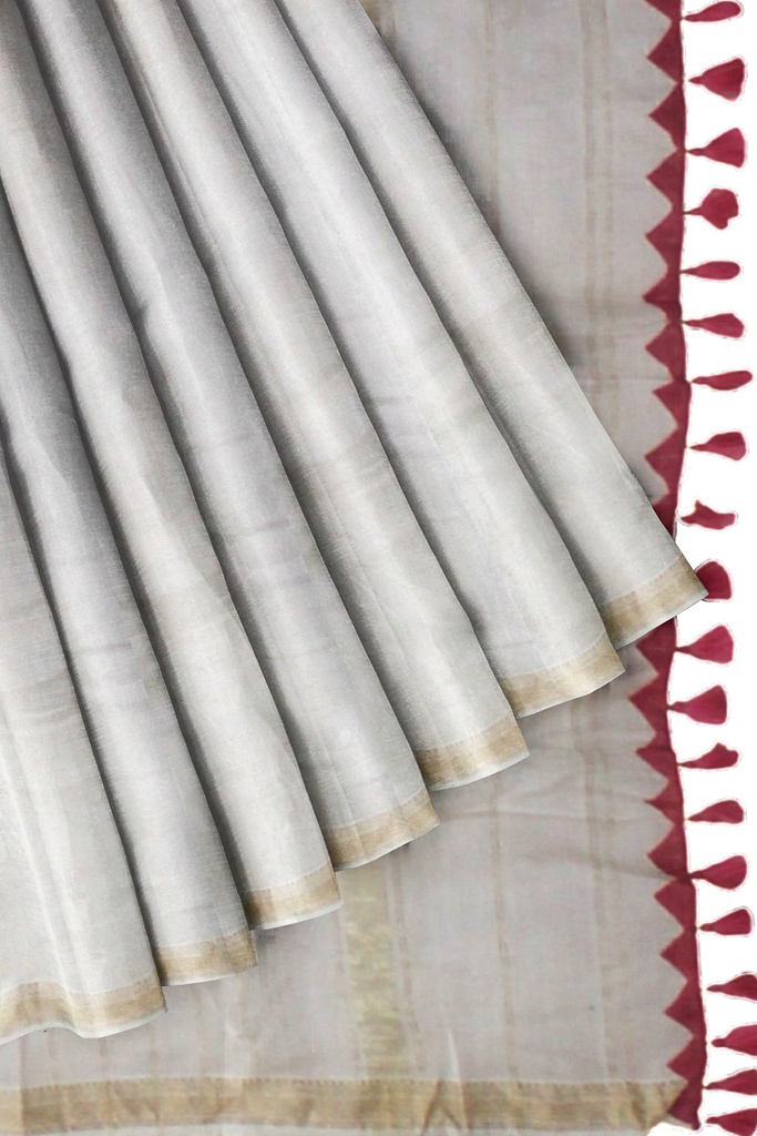 Handstitched Chanderi Silk Applique Saree