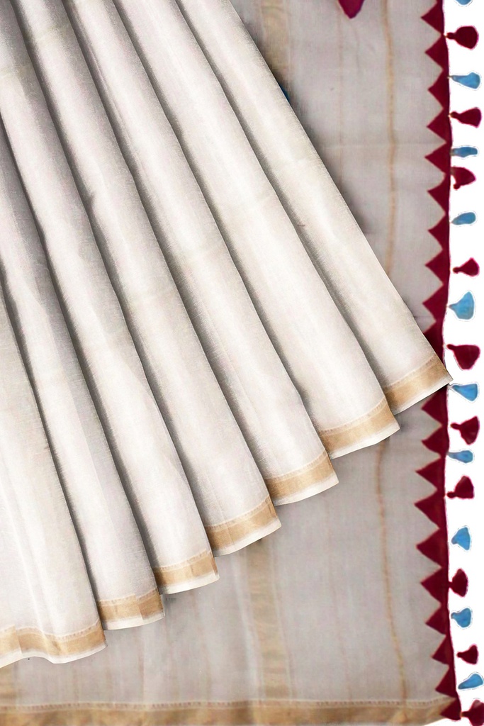 Handstitched Chanderi Silk Applique Saree