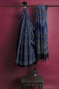 Modal Silk Ajrakh Hand Block Print Saree