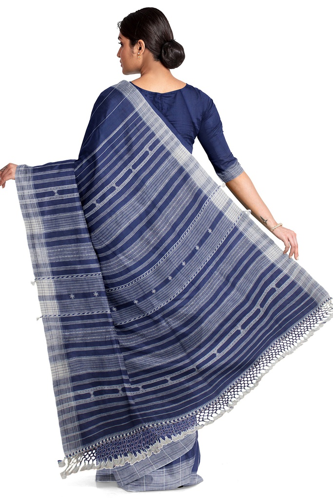 Handwoven Kala Cotton Bhujodi Saree