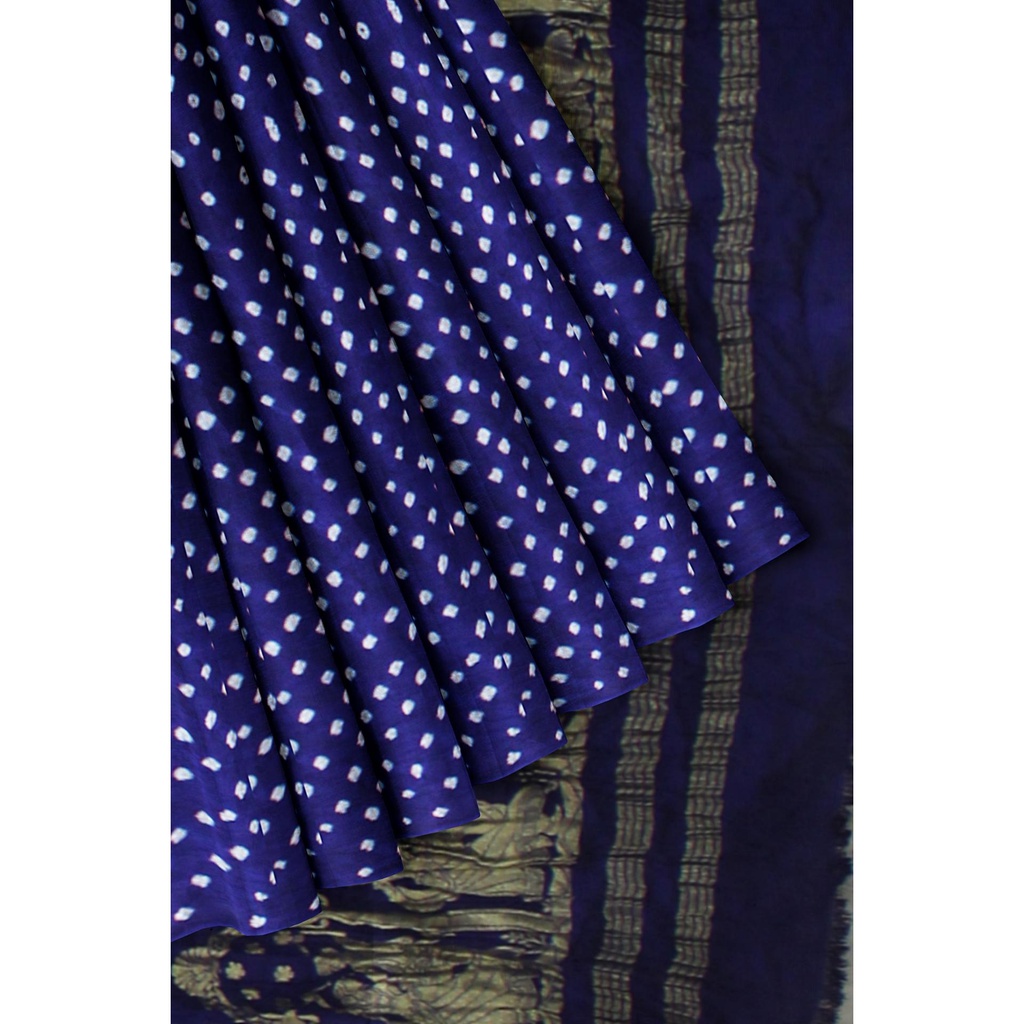 Modal Silk Bandhani Saree with Shibori Pallu