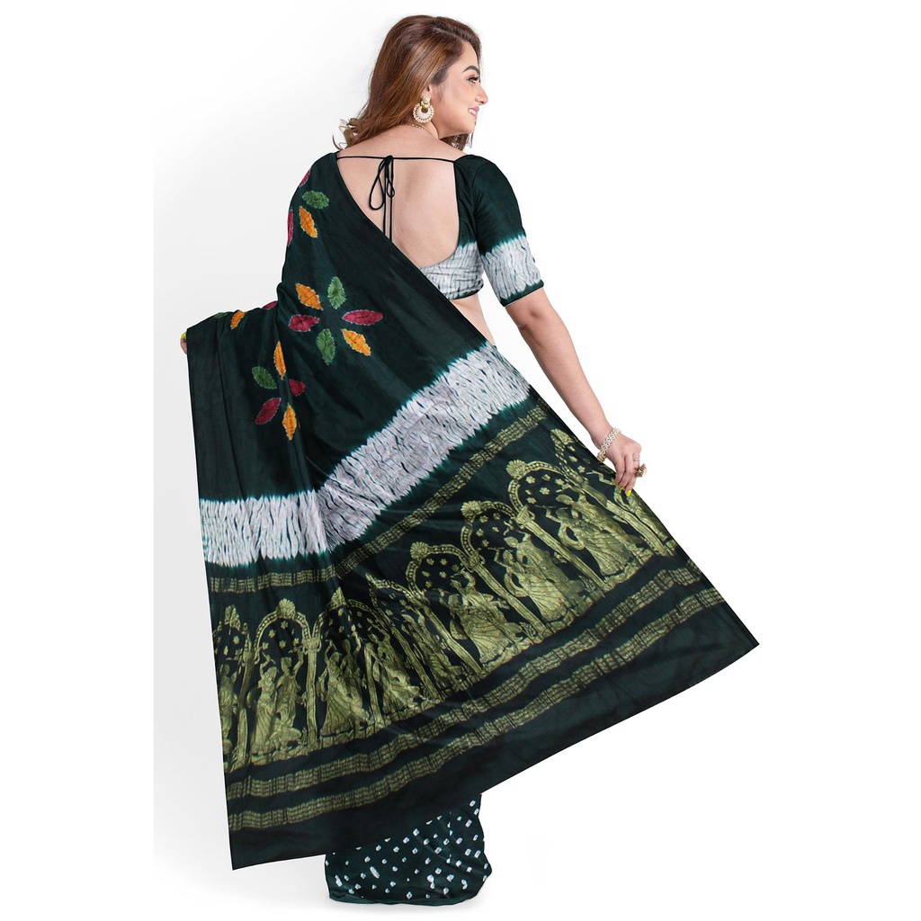 Modal Silk Bandhani Saree with Shibori Pallu
