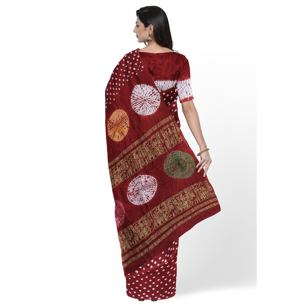 Modal Silk Bandhani Saree with Shibori Pallu