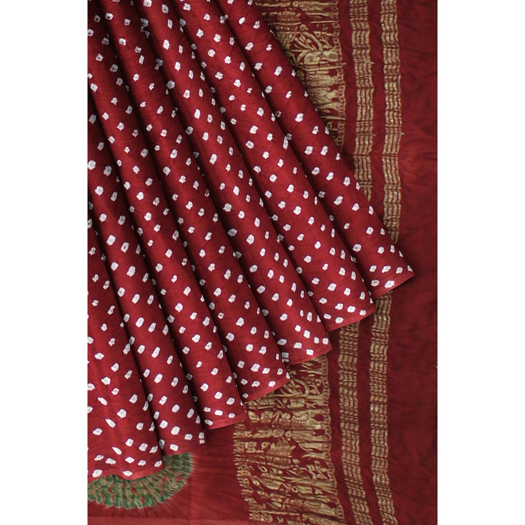 Modal Silk Bandhani Saree with Shibori Pallu