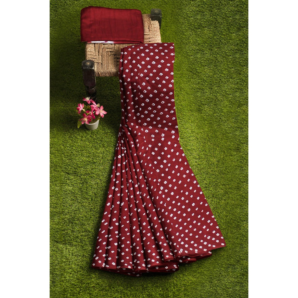 Modal Silk Bandhani Saree with Shibori Pallu
