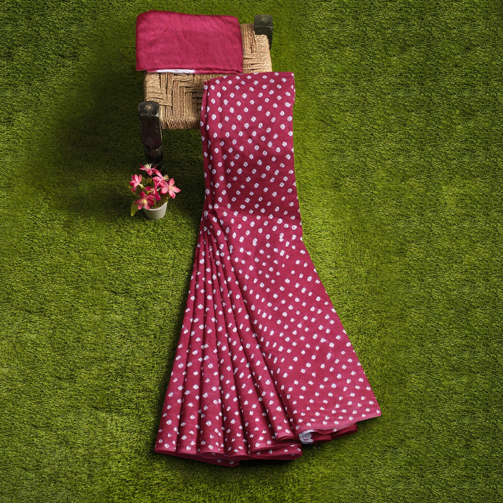 Modal Silk Bandhani Saree with Shibori Pallu
