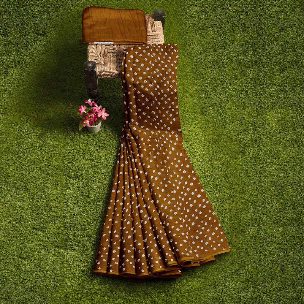 Modal Silk Bandhani Saree with Shibori Pallu