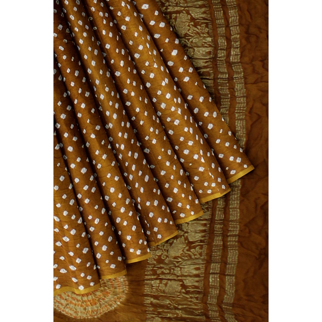 Modal Silk Bandhani Saree with Shibori Pallu