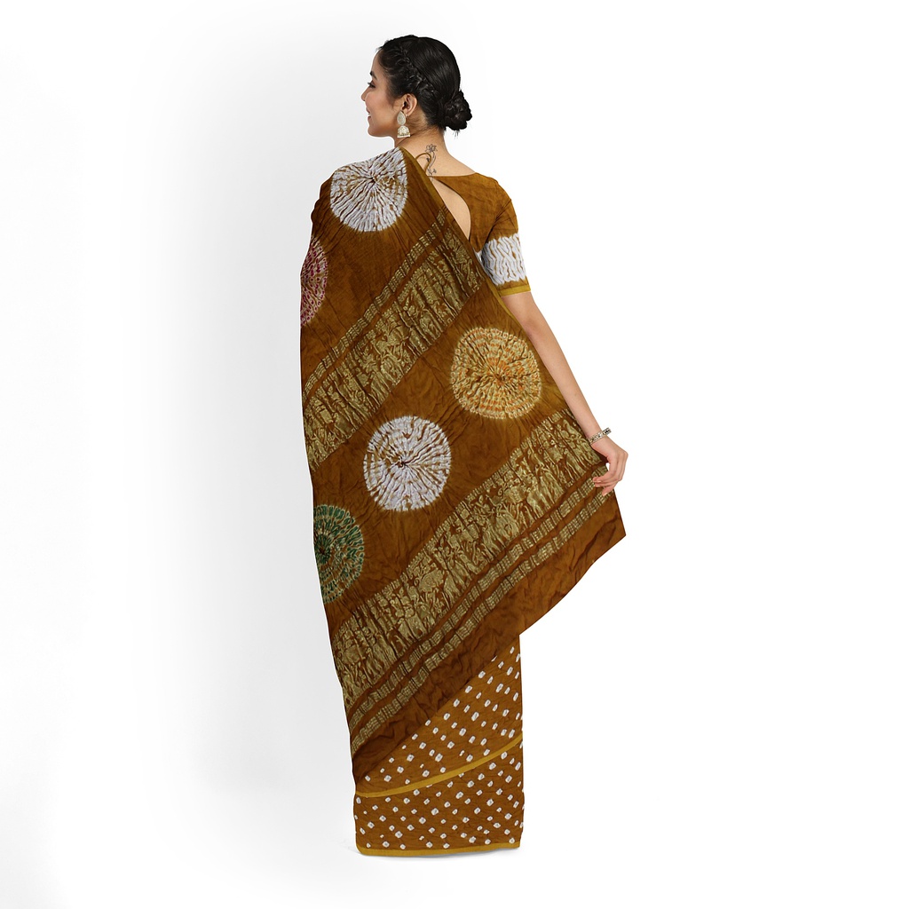 Modal Silk Bandhani Saree with Shibori Pallu