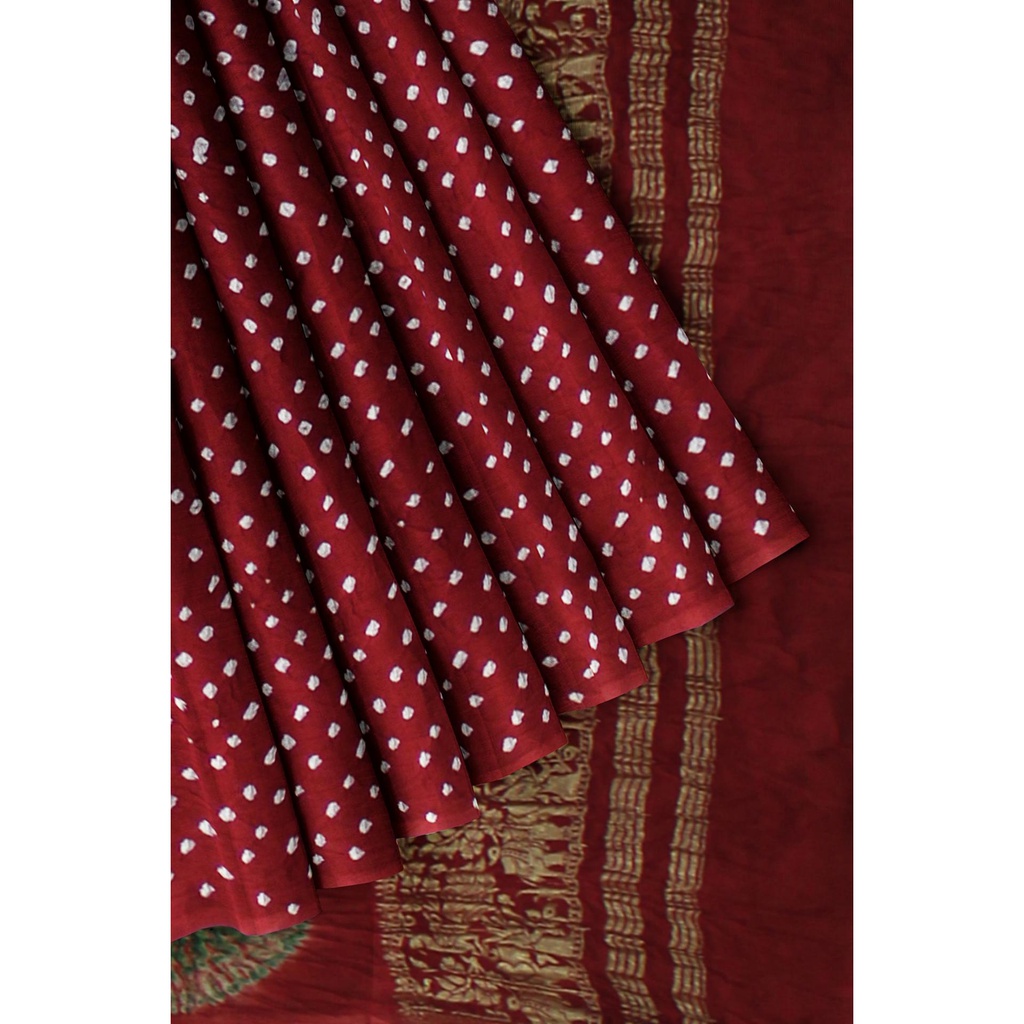Modal Silk Bandhani Saree with Shibori Pallu