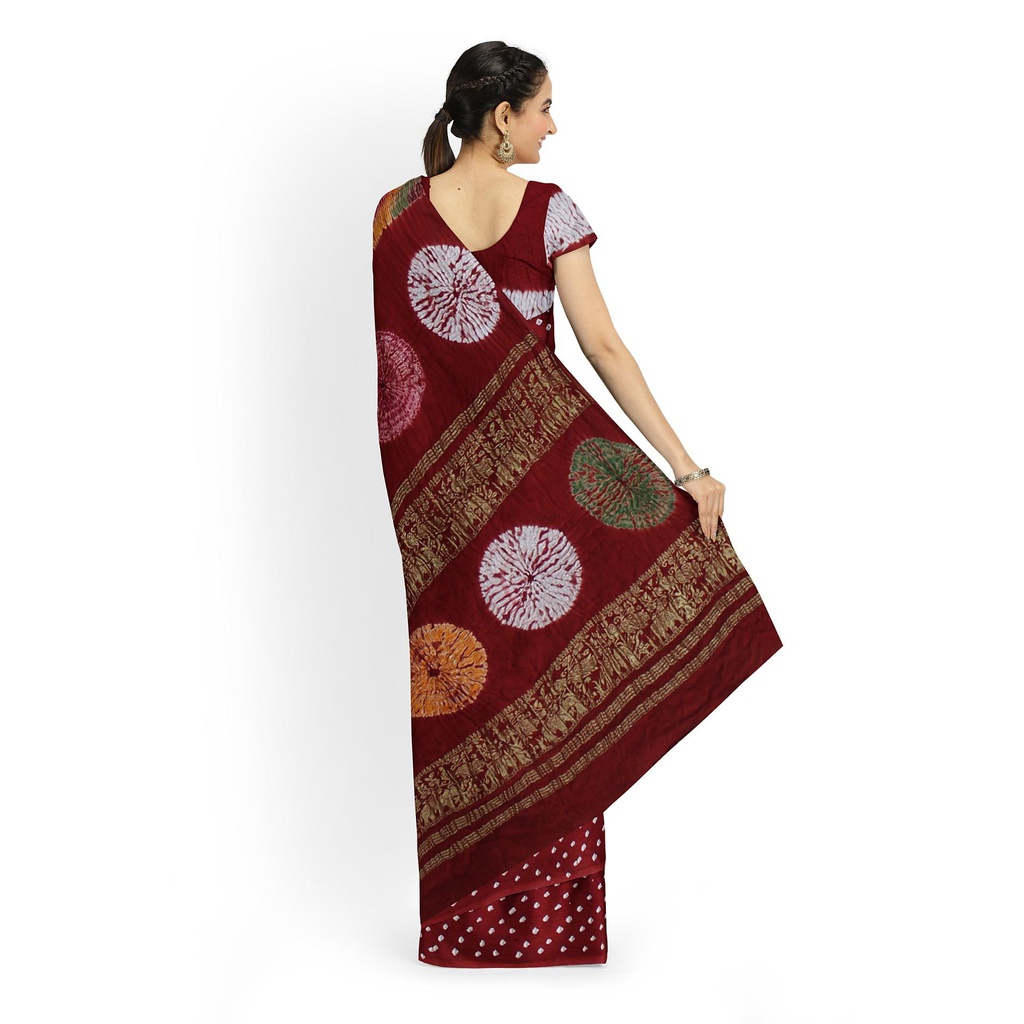 Modal Silk Bandhani Saree with Shibori Pallu
