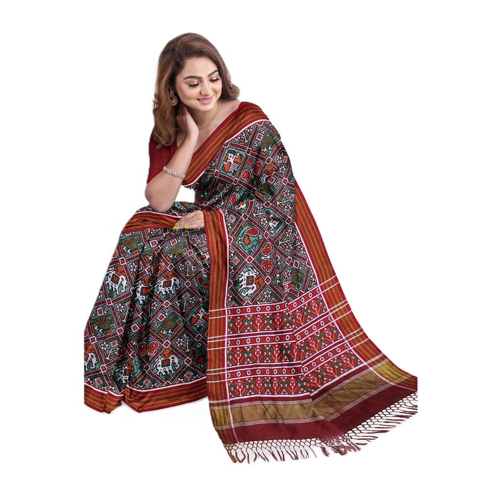 Handwoven Double Ikat Patola Silk Saree