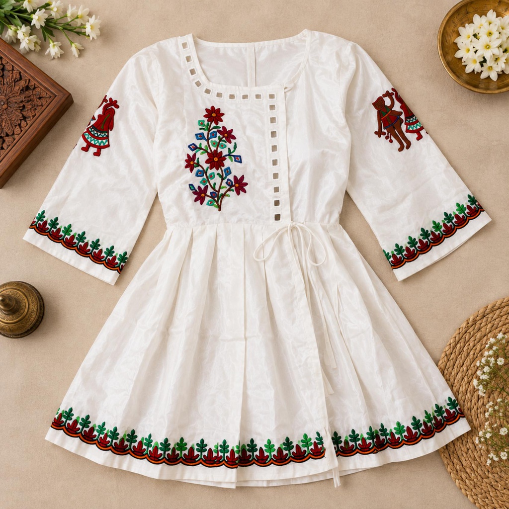 Handcrafted Embroidered Mashru Kediya Top