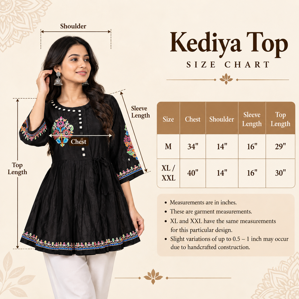 Handcrafted Embroidered Mashru Kediya Top