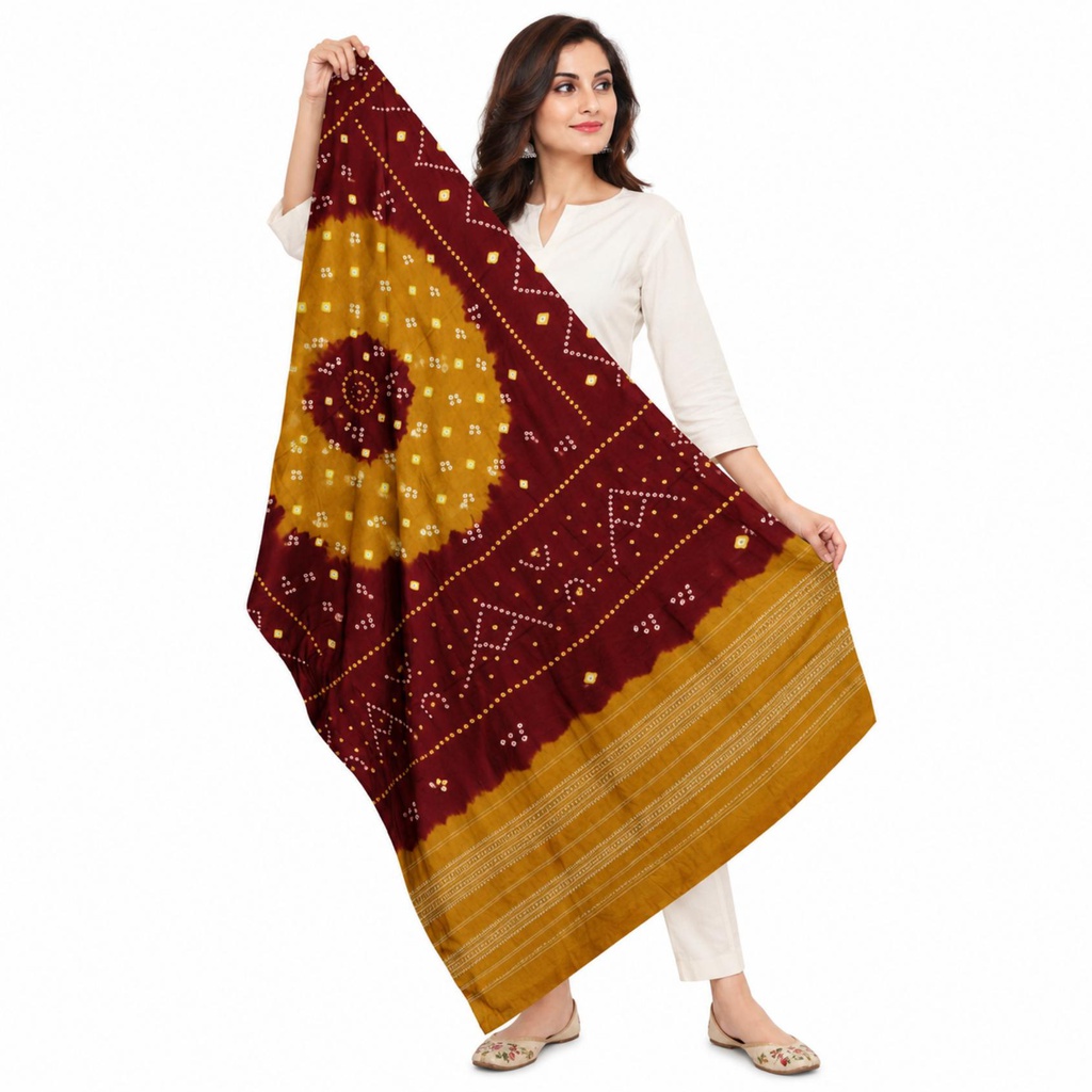 Bandhani Woolen Handwoven Shawl