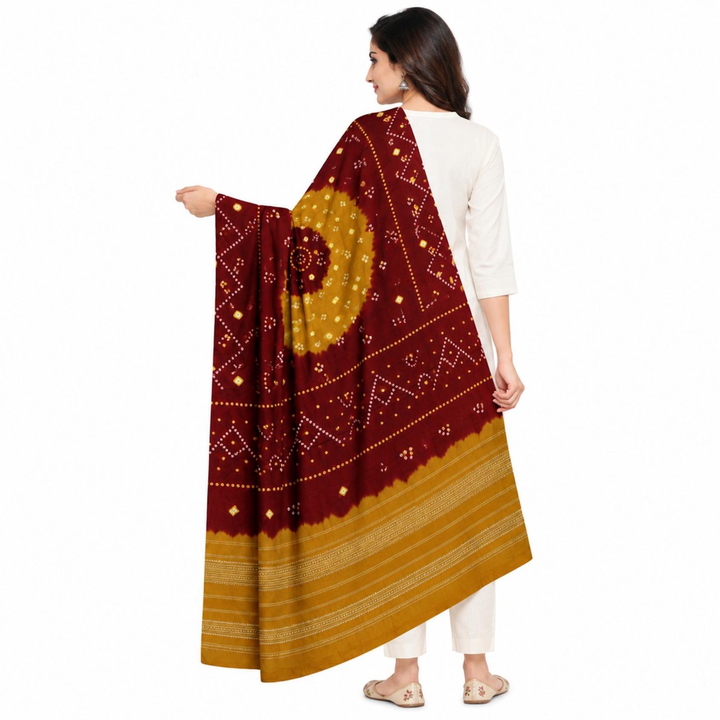 Handcrafted Bandhani Woolen Shawl