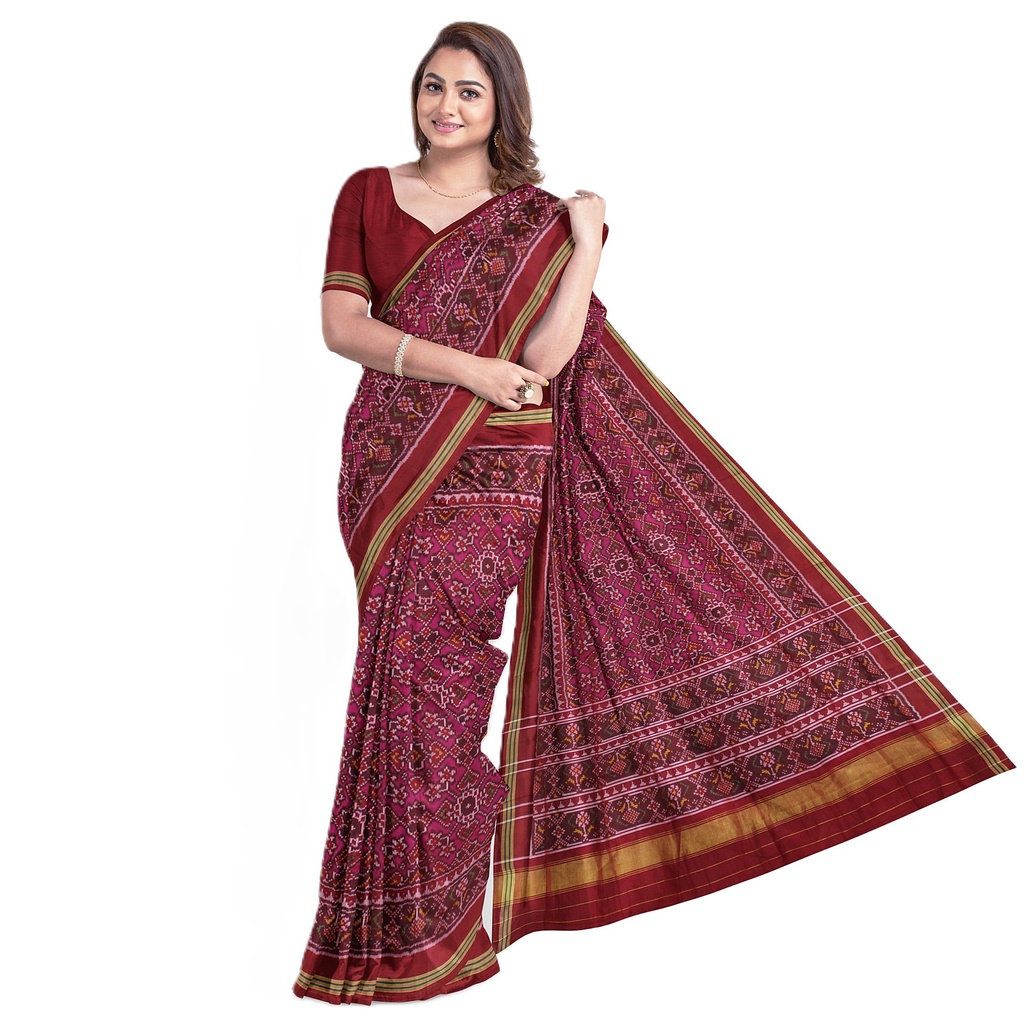 Hancrafted Semi Ikat Silk Patola Saree