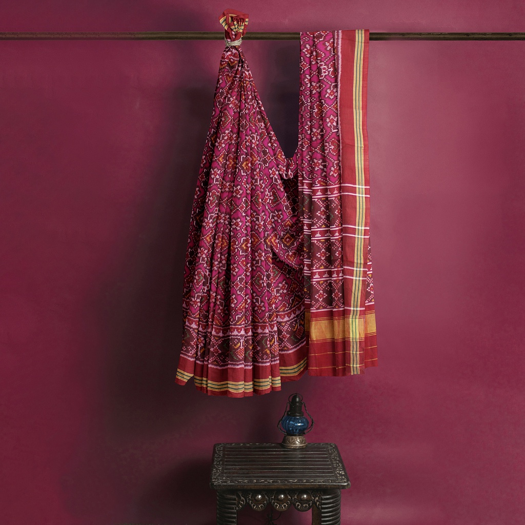 Hancrafted Semi Ikat Silk Patola Saree