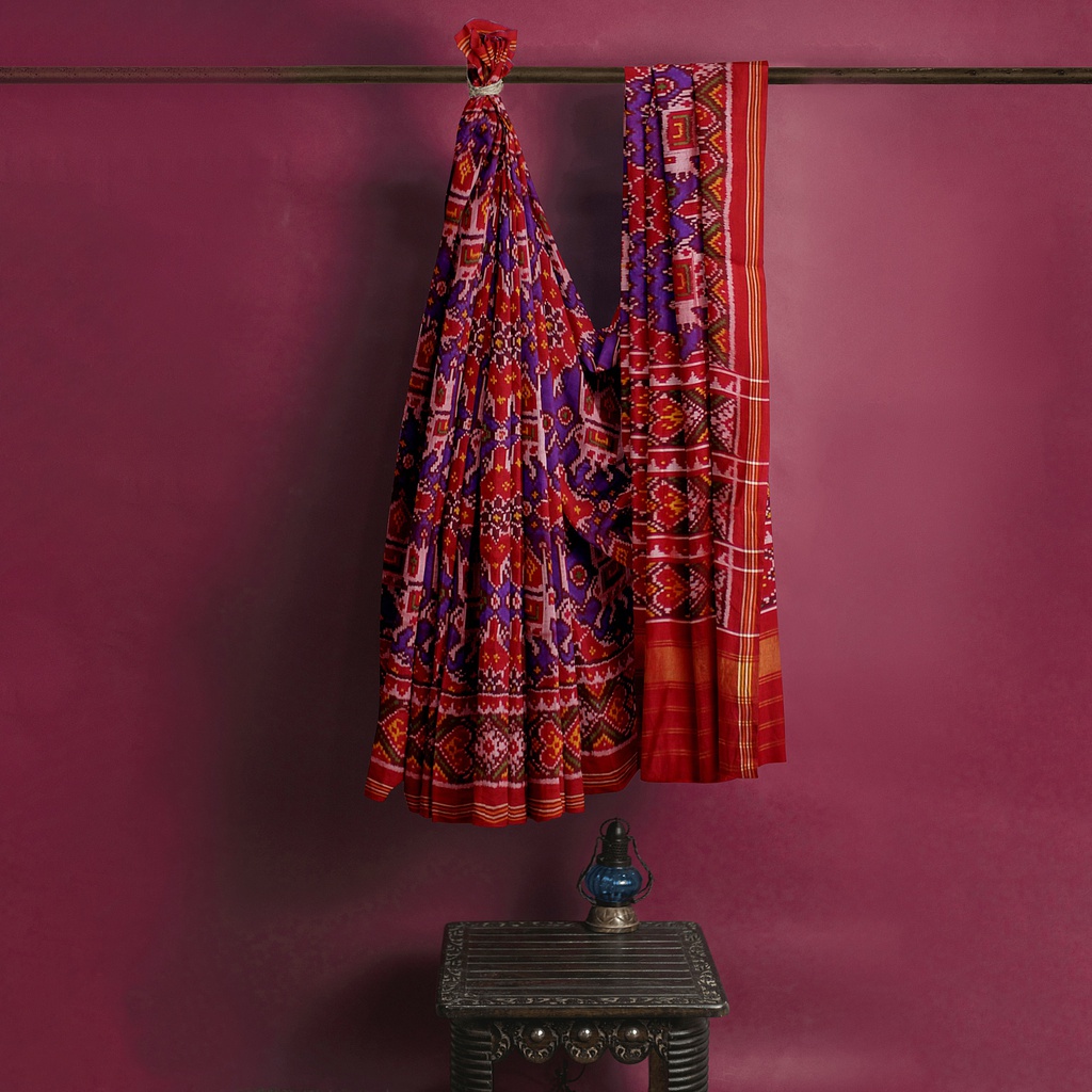 Hancrafted Semi Ikat Silk Patola Saree
