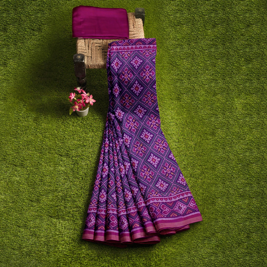 Hancrafted Semi Ikat Silk Patola Saree