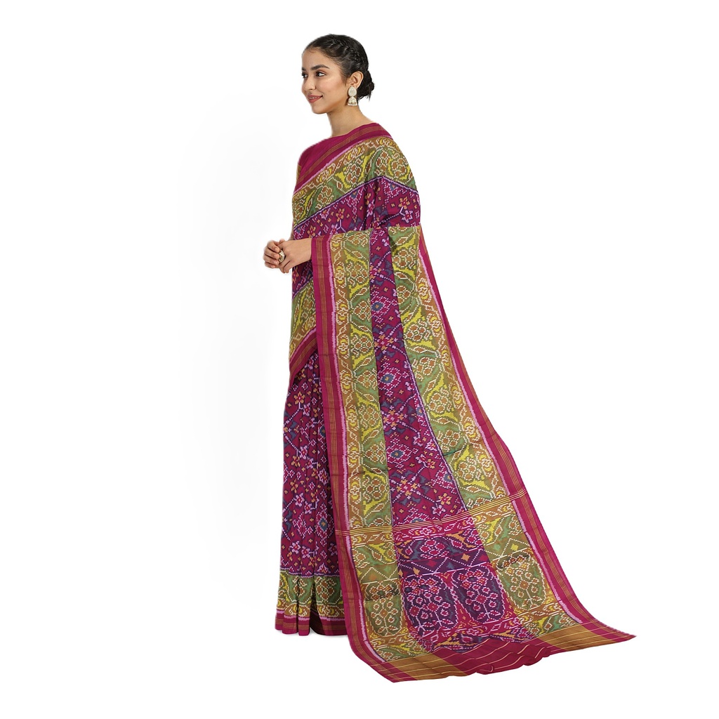 Hancrafted Semi Ikat Silk Patola Saree