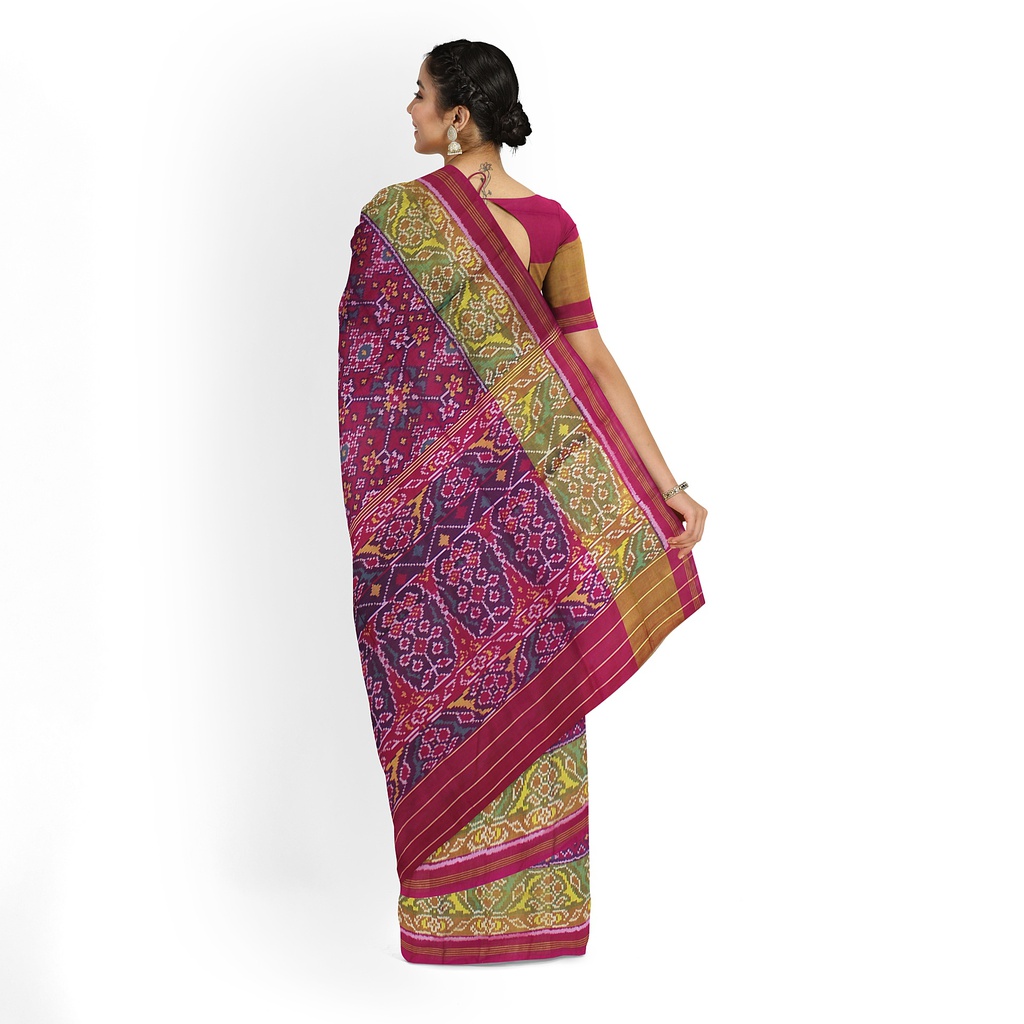 Hancrafted Semi Ikat Silk Patola Saree
