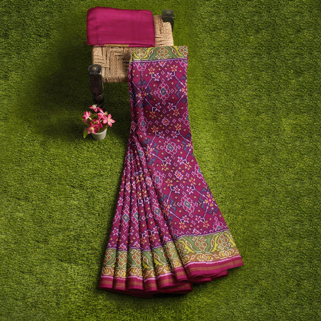 Hancrafted Semi Ikat Silk Patola Saree