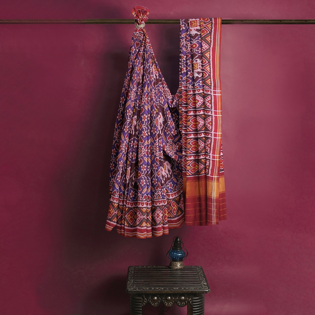 Hancrafted Semi Ikat Silk Patola Saree