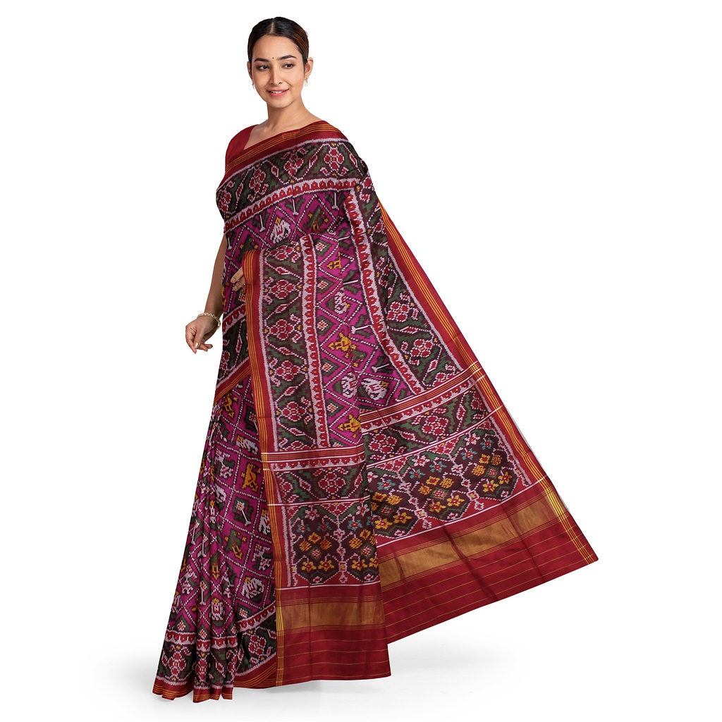 Hancrafted Semi Ikat Silk Patola Saree