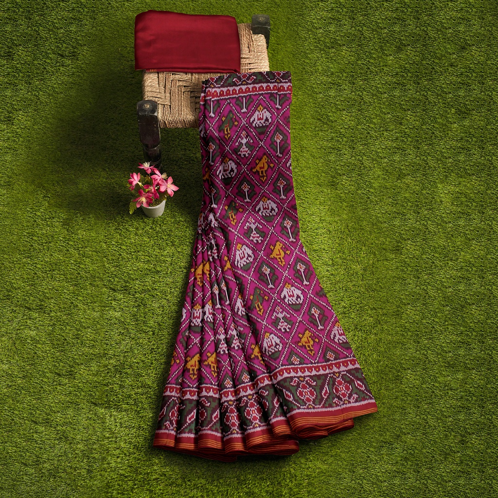 Hancrafted Semi Ikat Silk Patola Saree