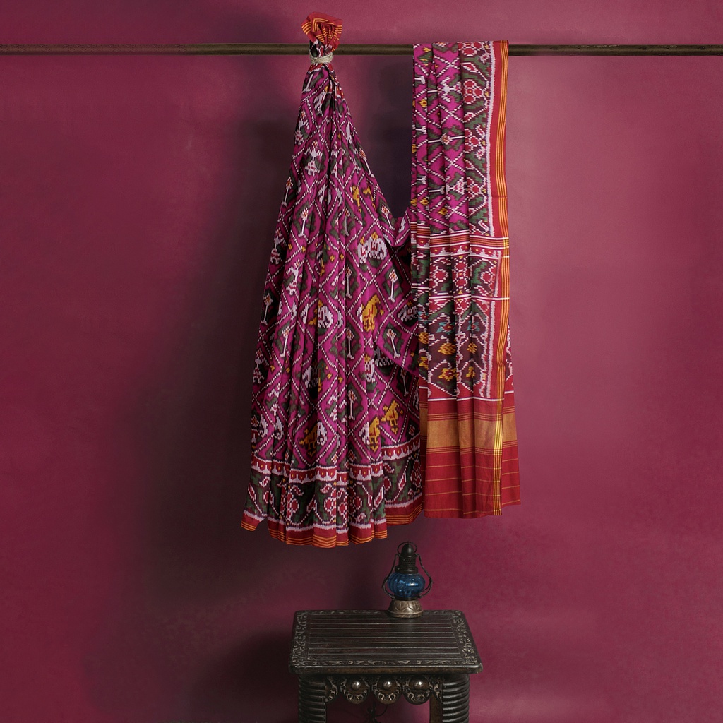 Hancrafted Semi Ikat Silk Patola Saree