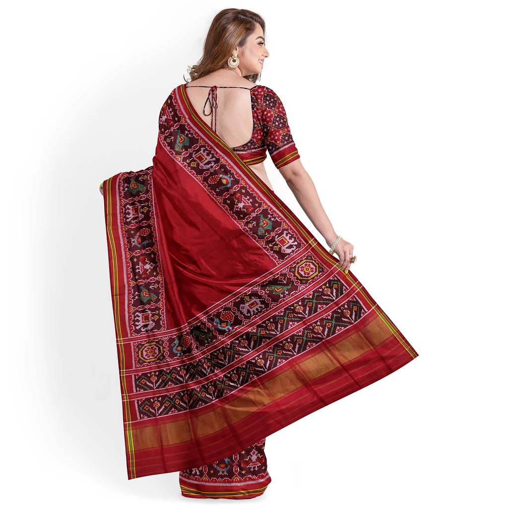 Hancrafted Semi Ikat Silk Patola Saree